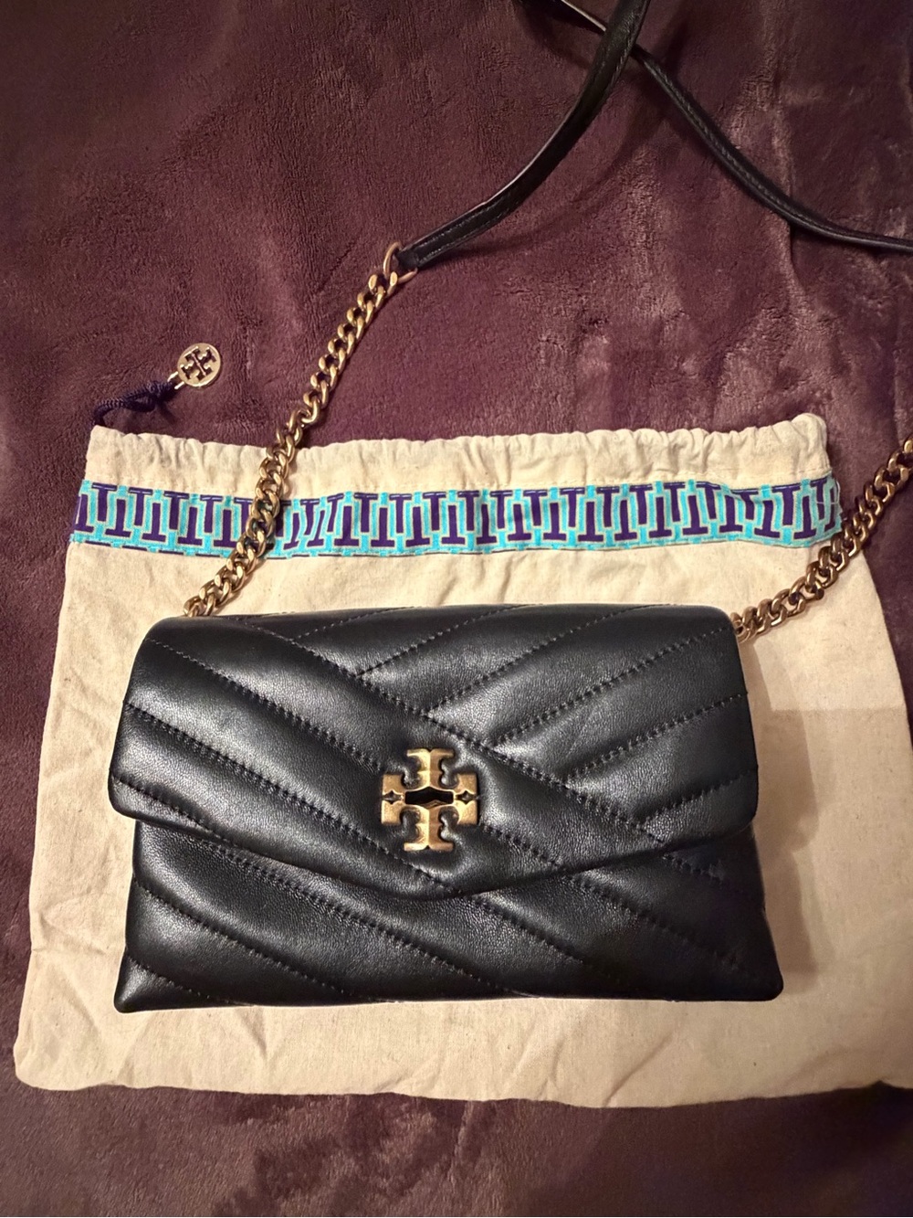 Tory Burch Black Quilted Leather Crossbody Bag
